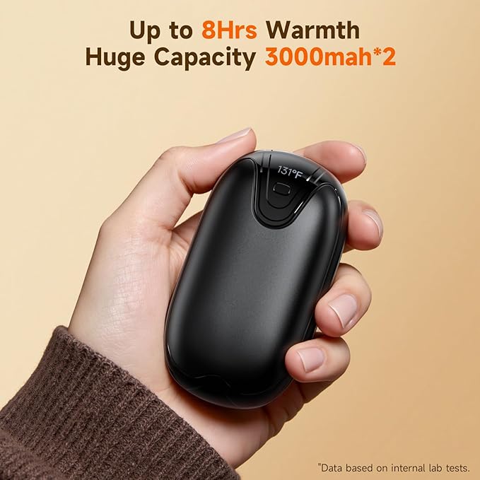 4 Pack Hand Warmers Rechargeable, 3 s Fast Heating USB 2 in 1 Pocket Hand Warmer, 3-Settings Outdoor/Indoor/Camping/Warm Gifts for Women MenKids （Write Black）