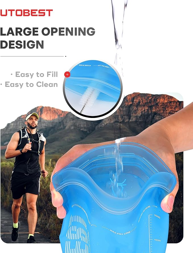 UTOBEST Hydration Bladder,TPU Water Bladder,Water Bladder for Hiking Backpack,BPA Free,Wide Opening,Leak-Proof,Water Reservoir for Hiking Cycling Camping Running
