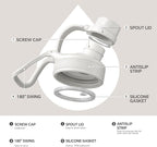 IDEUS Insulated Stainless Steel Water Bottle with 2 Leak-Proof Lids, Thermal Water Flask for Hiking Biking, 24oz, White