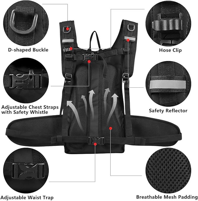 Insulated Hydration Pack Backpack with 3L BPA Free Leak-Proof Water Bladder, Keep Liquids Cool for Up to 5 Hours, Daypack for Hiking, Running, Cycling, Hunting, Climbing