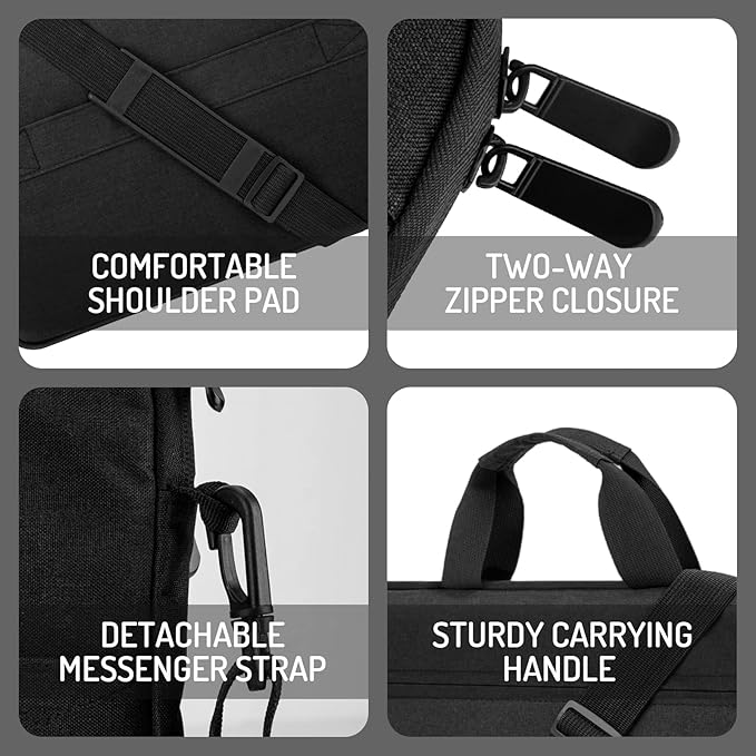 14-15 Inch Laptop Shoulder Messenger Bag Carrying Case Briefcase Slim Protective Computer Sleeve with Handle Strap Pocket for MacBook Acer ASUS HP Surface Dell Chromebook, Black