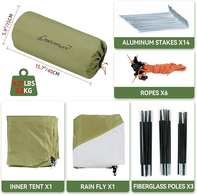 Clostnature Vault Camping Tent with Porch - Waterproof 2 Person Tent for Camping, Easy Setup Lightweight Two Person Shelter for Hiking, Backpacking, Family, Outdoor