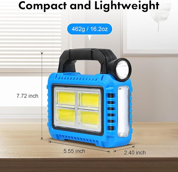 Solar Lantern, LED Flashlight for Power Outages, Portable Camping Essentials Lights, Rechargeable Battery Powered Tent Lights for Emergency, Hurricane, Survival Kits, Operated Lamp