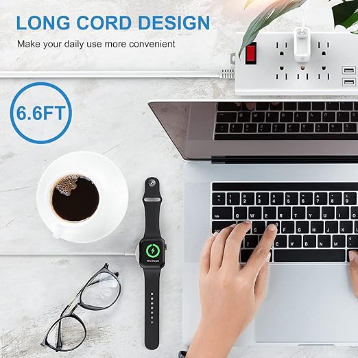 Watch Charger for Apple Watch Charger, Long 6.6FT iWatch Portable Wireless Fast Charging Cable Cord with USB Wall Charge Plug Adapter Block Compatible with Apple Watch Series 9/8/7/SE/6/5/4/3/2/1