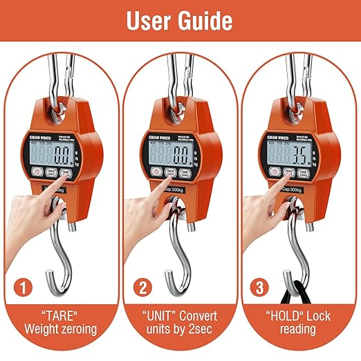 Digital Hanging Scale, Mini Crane Scale 660LB/300KG,Deer Hunting Scales,Digital Scale with Hooks for Farm Fishing, Fish,Luggage，Outdoor.