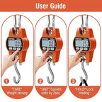 Digital Hanging Scale, Mini Crane Scale 660LB/300KG,Deer Hunting Scales,Digital Scale with Hooks for Farm Fishing, Fish,Luggage，Outdoor.