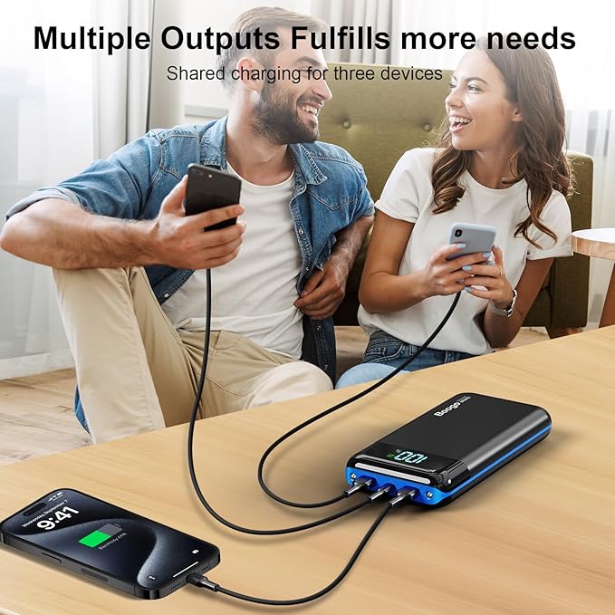 Portable Charger Power Bank 52800mAh Powerbank PD 30W and QC 4.0 Fast Charging Built-in Bright flashlight LED Display 2 USB 1Type-C Output External Battery Pack for iPhone, Samsung, iPad etc (blue)