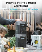 EF ECOFLOW Portable Power Station DELTA2 with Smart Extra Battery, Expand Capacity from 1024Wh to 2048Wh, Solar Generator for Home Backup, Emergency, Outdoor Camping