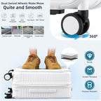 20 Inch Carry on Luggage 22x14x9 Airline Approved Hard Shell Suitcases with Wheels, Top Opening Expandable Carry on Luggage with Cup Holder Small Rolling Suitcase with Lock, White