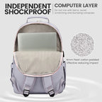 LOVEVOOK Laptop Backpack for Women 15.6 inch,Cute Travel Carry on Backpack Purse,Professional Computer Bag,Waterproof Work Business College Teacher Bag with USB Port,Grey Pink