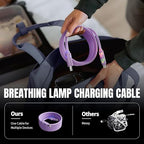 240W USB C Cable,4 in 1 Charging Cable Fast Charging & Data Sync,Multi USB Charging Cable with Breathing Light,Charger Cord for iPhone 17/16/15 14 13 iPad Galaxy MacBook iPad Tablets,Purple 5Ft