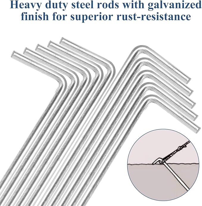 MIVIDE 100 Pack 8.26 inch Tent Stakes, Galvanized Steel Metal Tent Stakes Pegs, Garden Stakes Edging Fence Hooks Pegs for Camping, Shelters, Tarp, Canopies, Christmas Decoration Stakes