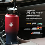 SENDESTAR 32oz Water Bottle Wide Mouth Stainless Steel Vacuum Insulated Double Wall with 2 Straw Lids Fit in Any Car Cup Holder