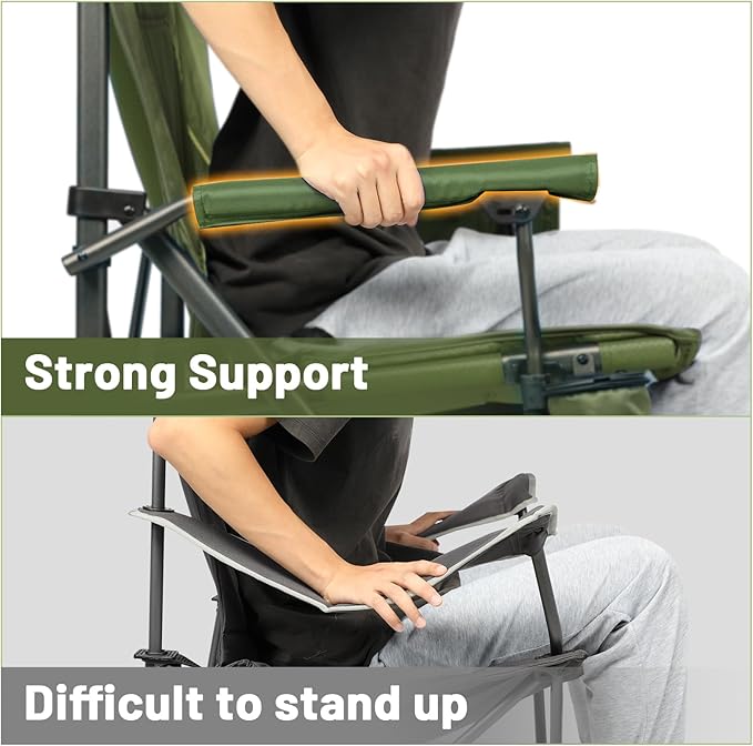 TIMBER RIDGE Oversized Folding Camping Chair High Back Heavy Duty for Adults Support up to 500lbs with Cup Holder, Side Pocket Cooler Bag