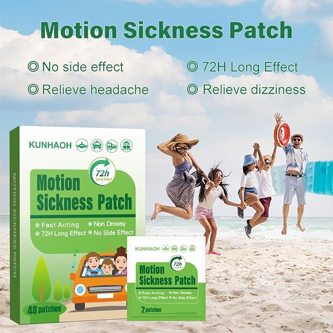 (2026 New) Motion Sickness Patches Non-Drowsy, 100% Natural Motion Sickness Patch(Efficient– Lasts 72 Hours)-for Car Airplane Ship Altitude Sickness(Travel Essentials)-for Adults and Kids(36 Count)
