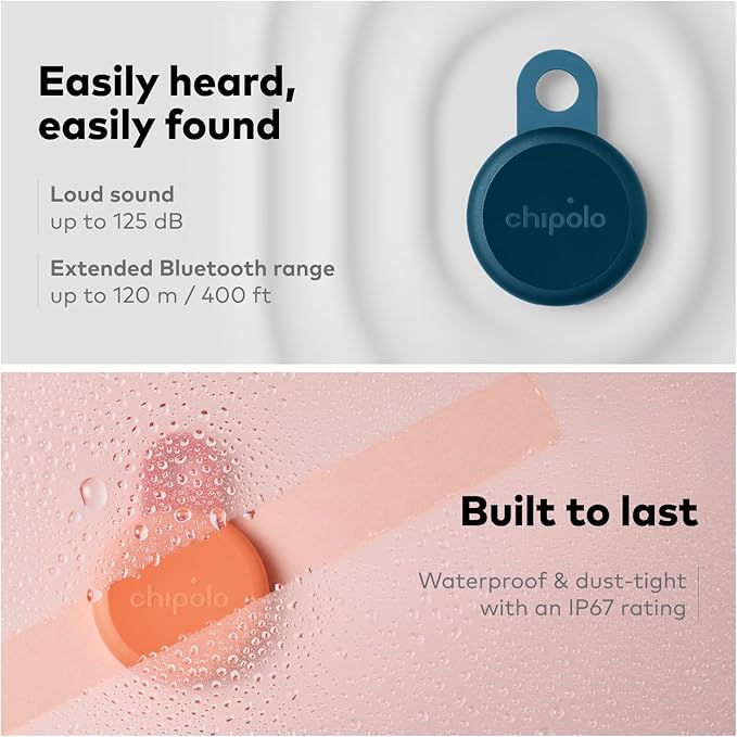 Chipolo LOOP - Rechargeable Bluetooth Tracking tag, Item Locator for Keys & Bags, Compatible with Apple Find My or Find Hub on Android, Out of Range Alerts for Android & Call Your Phone