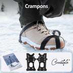 11 Spikes Crampons, Upgraded Version Stainless Steel Anti-Slip, Ice Cleats Grips for Hiking Shoes and Boots, Hiking Fishing Walking Mountaineering