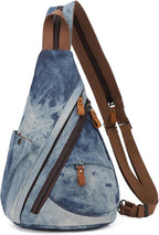 KL928 Canvas Sling Bag - Small Crossbody Backpack Shoulder Casual Daypack Rucksack for Men Women(Large Version)