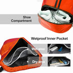 Hoedia Sports Drawstring Backpack - String Swim Gym Bag with Shoes Compartment and Wet Proof Pocket for Women&Men (Red)