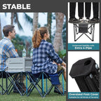 FUNDANGO Folding Camping Stool, 2 Pack 18.1 Inch Oversized Foot Rest 440 Lbs Heavy Duty Portable Padded Stools Seat Anti-Slip Foots & Carry Strap for Fishing Outdoor Lawn Travel (Grey)