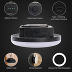 Tent Light Hanging for Camping,Bright LED Rechargeable Portable Lantern for Vendor Booths,Waterproof Outdoor Lights with Battery Power, Camp Lamp Light with Magnet for Outdoor Glamping(Black)