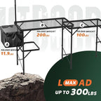 Folding Table with Sink and Double Shelf, Camping Table Height Adjustable Folding Grill Table, Portable Outdoor Table for Picnic,Camping,BBQ,Beach,69 x20 x32 Inches(Black)