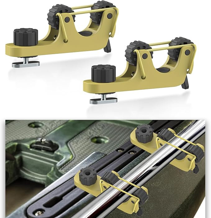 1006 2 PCS Adjustable Kayak Paddle Holder Track Mount Fits Various Shaft Diameters –Universal Rail Mount for Paddle, Fishing Rod, Net – Kayak Accessories for Fishing & Touring
