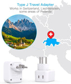 HANYCONY Switzerland Power Travel Plug Adapter, Type J Power Adapter with 2 Outlets 3 USB Ports(2 USB C) for US to Swiss Switzerland Liechtenstein Rwanda
