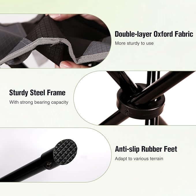 REDCAMP Folding Camping Chair for Spectator Portable, Lightweight 3 Legged Tripod Camping Stools for Adults Fishing Backpacking Hunting, 17 Inch Tall, Black