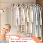 Garment Bags for Closet Storage (set of 12) Wedding Dress Garment Bag Clothes Bags for Storage Plastic Waterproof Dress Cover with Zipper for Dresses, Coats, Uniforms, Long Coats, Trench 24'' x 60''