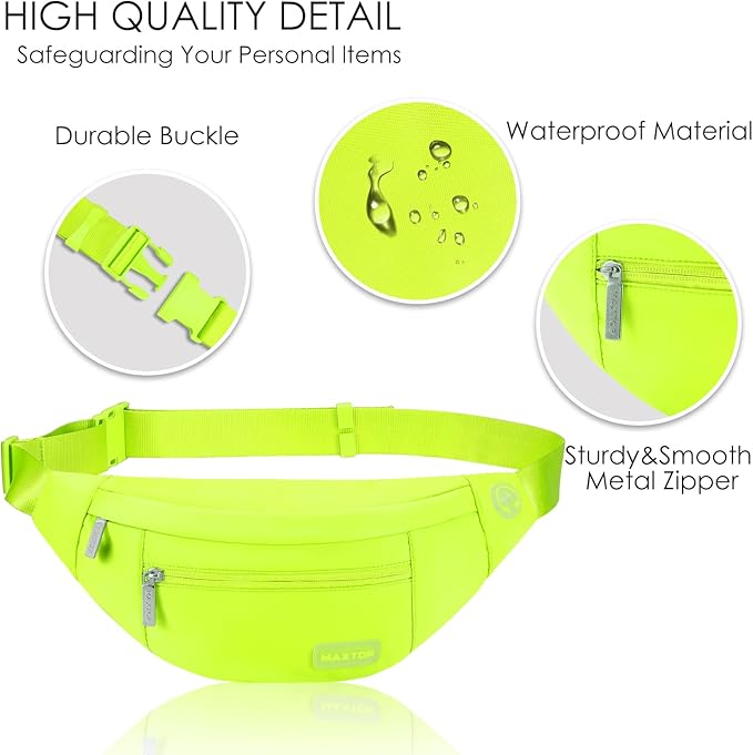 MAXTOP Large Crossbody Fanny Pack with 4-Zipper Pockets,Gifts for Enjoy Sports Festival Workout Traveling Running Casual Hands-Free Wallets Waist Pack Phone Bag Carrying All Phones