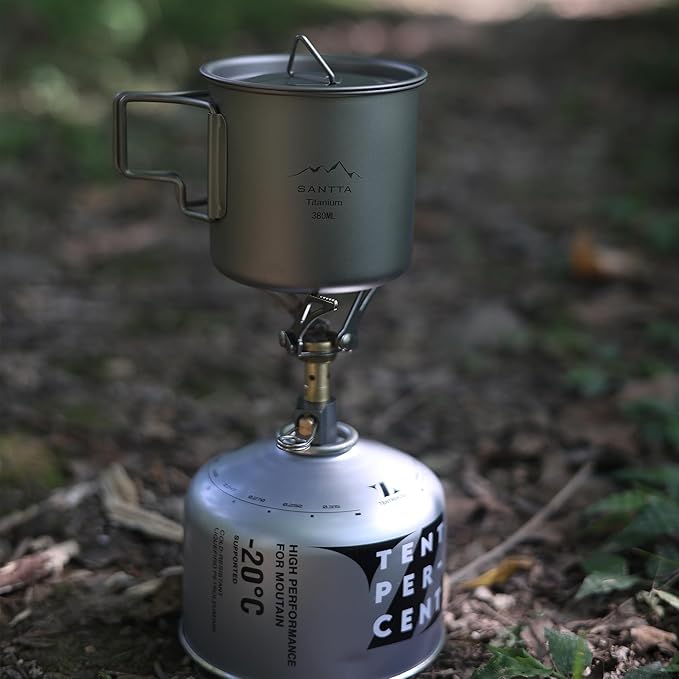 SANTTA Titanium Mug | 12 OZ Leightweight Drinking Cup with Foldable Handle 380mL