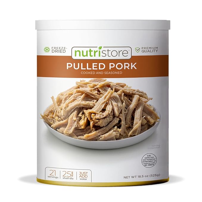 Nutristore Freeze-Dried Pulled Pork | Premium Emergency Survival Food | Long Shelf Life | Protein-Rich Prepper Pantry Staple | Beef, Chicken, Sausage, and More | Bulk Food Storage, 1-Pack