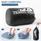 Travel Pillow Memory Foam Pillows, Ergonomic Wave Cervical Neck Pillow for Neck Pain Relief, Compressible Medium Firm Side Sleeper Pillow, Ideal for Camping, Office, Home & Bed (Blue, L)