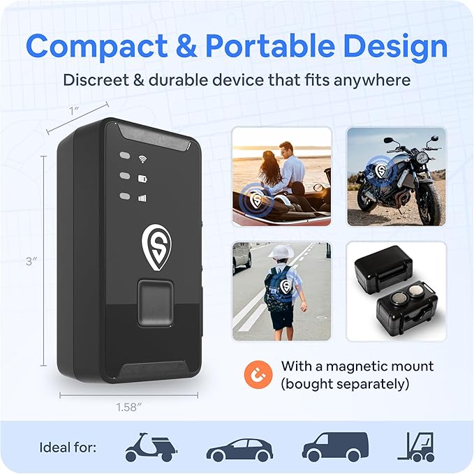 Hidden GPS Tracker for Vehicles - $9/mo with 5 sec Updates - Real Time Car Tracker - Trip History, Driving Alerts, GeoFence for Fleets & Family, Rechargeable Battery (Tracker & Magnet Case)