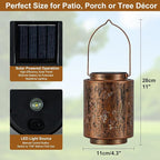 Outdoor Solar Lantern Waterproof Decorative Hummingbird and Trumpet Flower Lights with Metal Construction Warm White Glow Gifts for Mom Grandma Patio Garden Décor