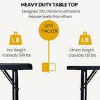 BTEXPERT Set of 5, Fold-in-Half Folding Utility Table 6 Feet 72"x 29.5" Lightweight Portable Carrying Handle Indoor Outdoor Picnic Camping Office Home Party Wedding Event Easy to Clean Store Black