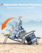 ZENPETIO Beach Chair, Camping Chair for Adults, Reclining Backpack Chair for Pool, Beach, Camping, Outdoors