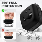 Square + Round Earbud Case Portable EVA Carrying Case Storage Bag Cell Phone Accessories Organizer with Carabiner for Earphone, Earbud, Earpieces, SD Memory Card, Camera Chips, Black * 2