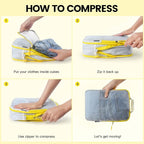 Lightweight Compression Packing Cubes for Suitcases, Compressible Expandable Travel Packing Organizer with Clear Toiletries and Backpack Bag, Travel Essentials for Carry on Luggage 7 Set