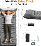 Camping Sleeping Pad,5.9 Inch Thick Camping Mat with Built in Pillow and Foot Pump,Self Inflating Sleeping Pad Ultralight for Camping Backpacking Tent（Green