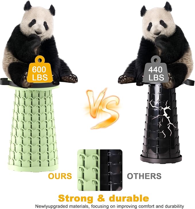 ALEVMOOM Upgraded Telescoping Collapsible Stool with Cushion, Folding Stool with Printing Portable Retractable Foldable Seat Max Load 600lbs for Adults Camping Fishing Outdoor