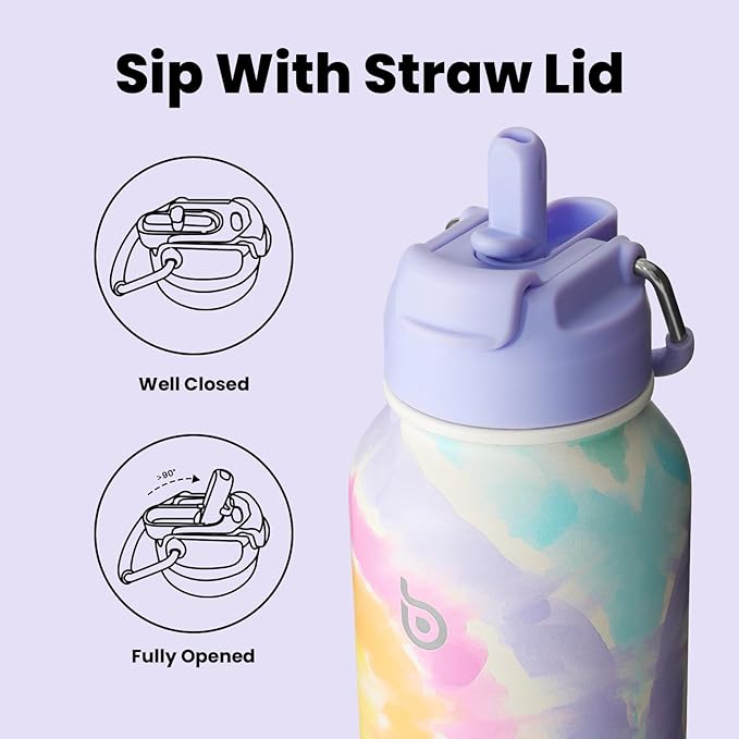 BOTTLE BOTTLE 32oz Insulated Water Bottle Stainless Steel Sport Water Bottle with Straw Dual-use Lid Design for Gym with Pill Box