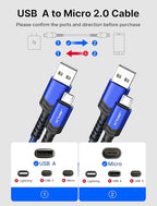 JSAUX Micro USB Cable for Android, (4-Pack 6.6FT) Kindle Charger Cord Replacement, Nylon Braided USB Micro Charging Cable Compatible with Galaxy S7 S6 J7 Edge Note 5, Kindle, MP3-Blue