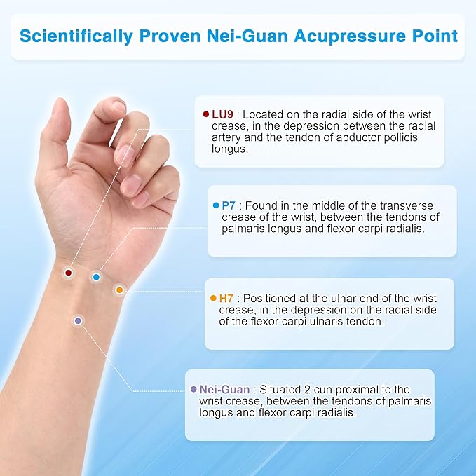 LYJEE Motion Sickness Bracelets for Travel：Acupressure Anti Nausea Wristband for Morning Sickness - Sea Sickness Wristbands for Car Boat Air - Nausea Bands for Natural Motion Sickness