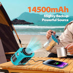 Portable Waist Fan - 14500mAh Rechargeable Battery, 67Hrs Cooling Belt Fan, 5 Powerful Speed & 360° Rotatable, Hands Free Clip On Waist With LED Light for Work Gift Camping Travel Outdoor