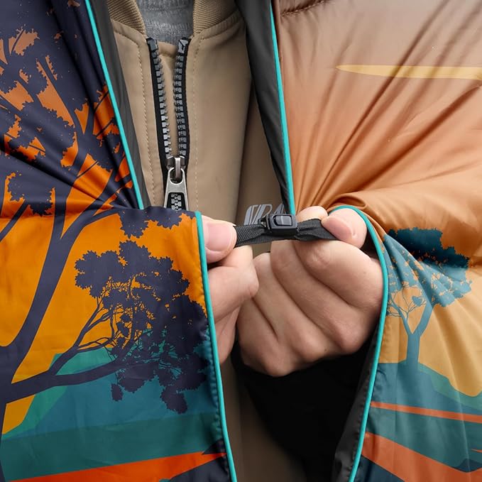 zzlamb Camping Blanket, Outdoor Lightweight Travel Blanket Puffy Portable Down Alternative, Windproof Warm Cloak with Snaps, Cozy Quilt Backpacking Picnic RV Plane Car Hammock Beach Climbing