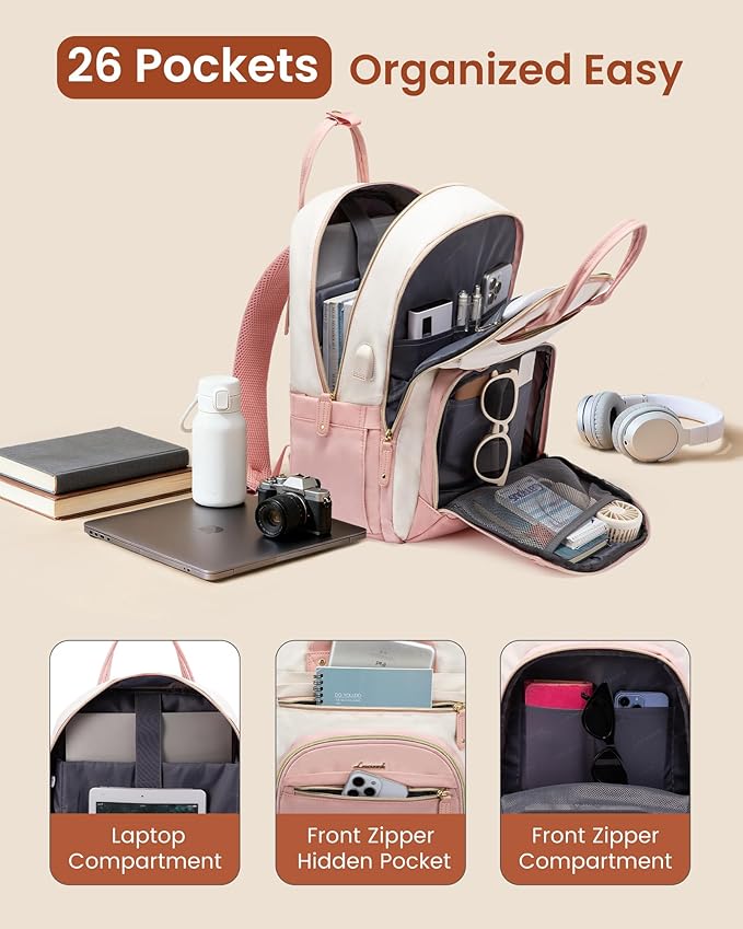 LOVEVOOK Backpack for Women,Laptop Backpack Women,Fits 15.6 Inch Laptop Bag,Fashion Travel Work Anti-theft Bag,Waterproof Business Computer College Teacher Backpack Purse Daypack, Light Grey-Beige