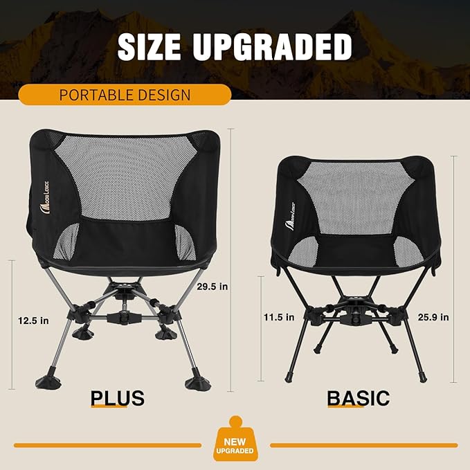 MOON LENCE Portable Camping Chair Backpacking Chair - The 4th Generation Ultralight Folding Chair - Compact, Lightweight Foldable Chairs for Hiking Mountaineering, Beach