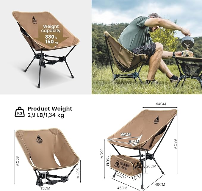 ONETIGRIS Tigerblade Camping Chair, Lightweight Folding Backpacking Hiking Chair, Compact Portable 330 lbs Capacity
